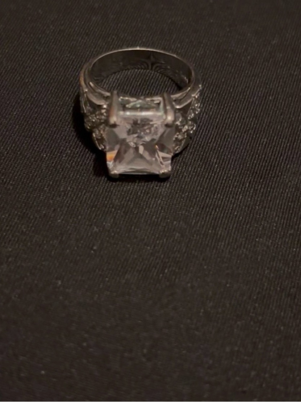 Nordstrom Silver-Tone Ring with Large Clear Square Stone